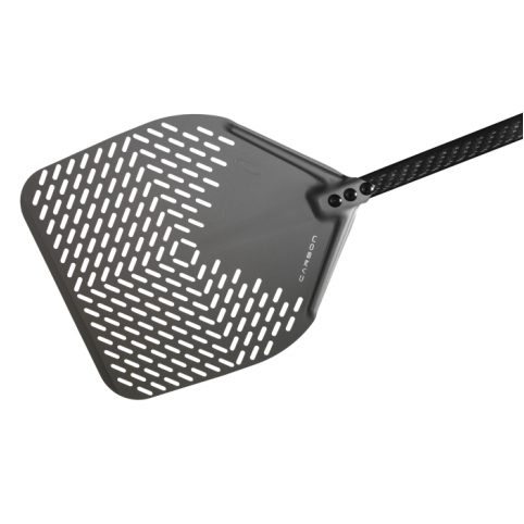 Square Perforated Pizza Peel with Aluminum Head and Carbon Fiber Handle