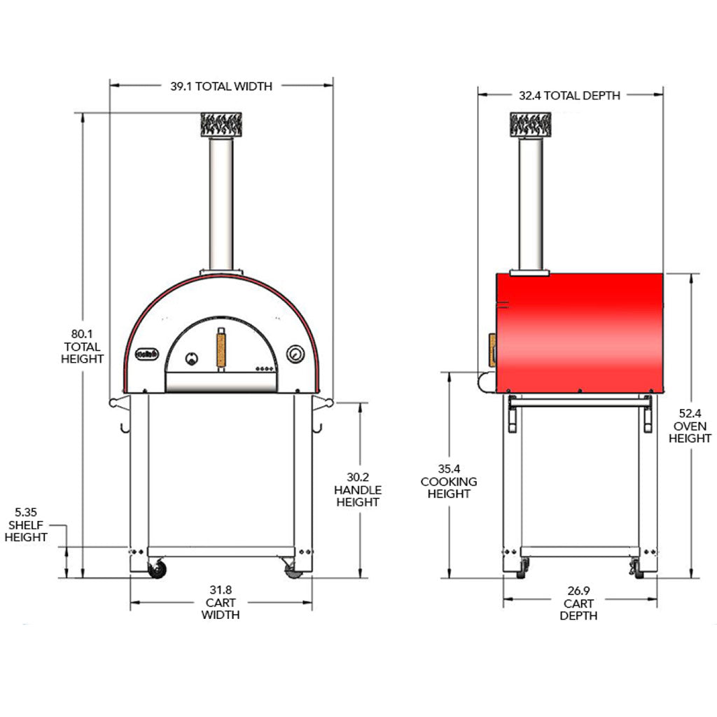 Forno Bravo Bella Outdoor Living Medio 28 Wood Fired Pizza Oven Technical Specifications - Firewalker Ovens