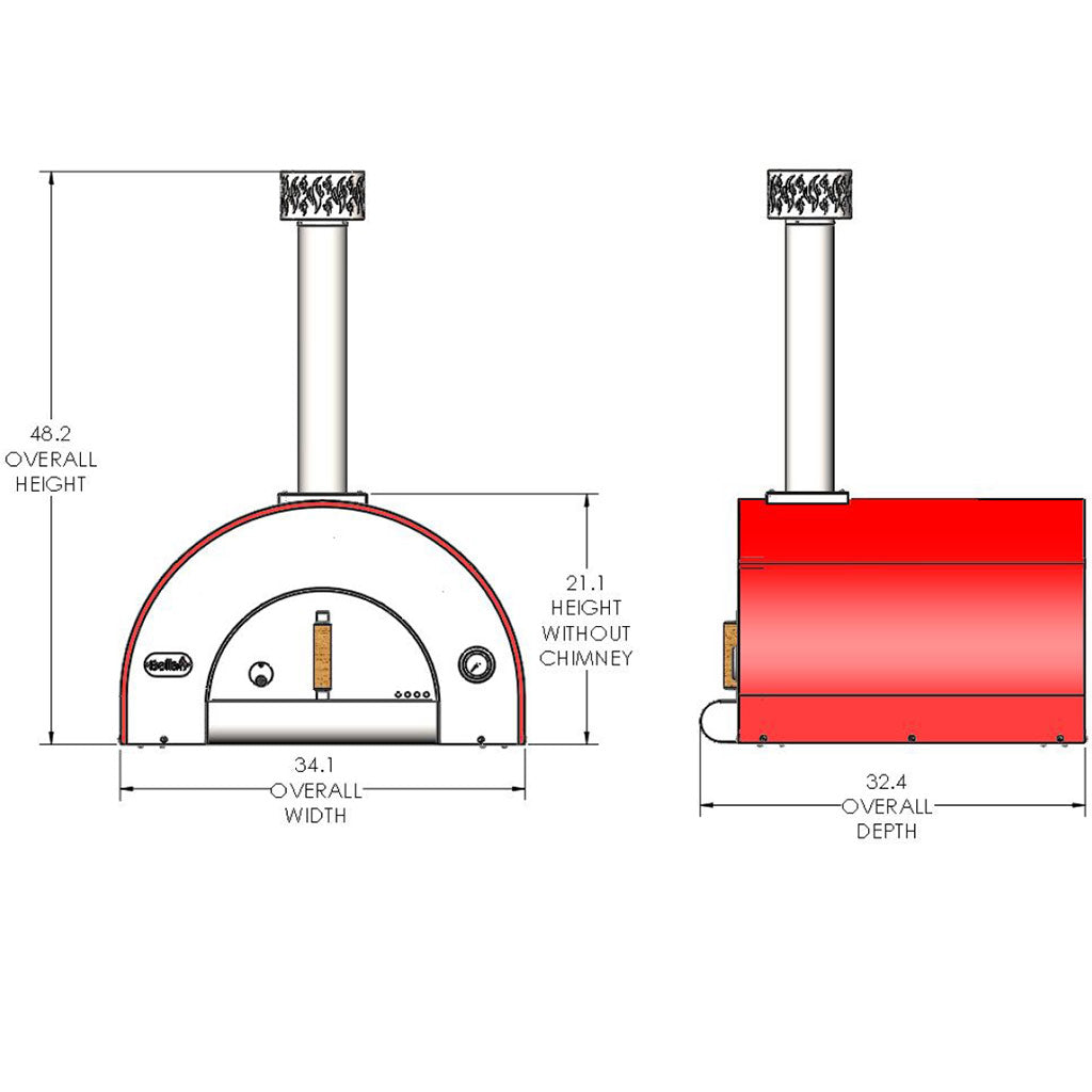 Forno Bravo Bella Outdoor Living Medio 28 Wood Fired Pizza Oven Technical Specifications - Firewalker Ovens