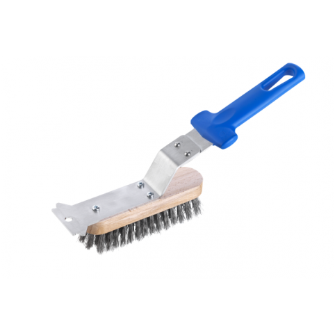 Brush for grills with scraper. Stainless steel bristles